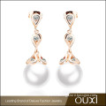 OUXI fashion unique design zircon jewelry fancy long dangle pearl stud earrings